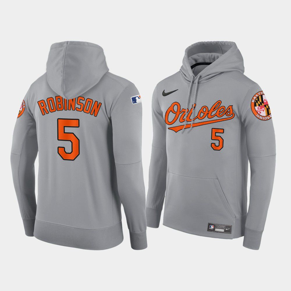 Men Baltimore Orioles #5 Robinson gray road hoodie 2021 MLB Nike Jerseys->baltimore orioles->MLB Jersey